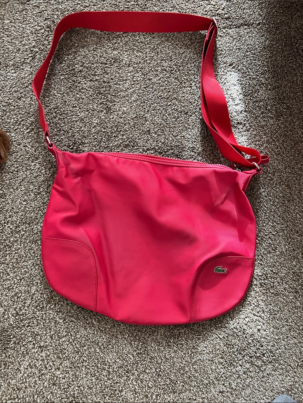 Lacoste Hot Pink Nylon Crossbody Shoulder Bag